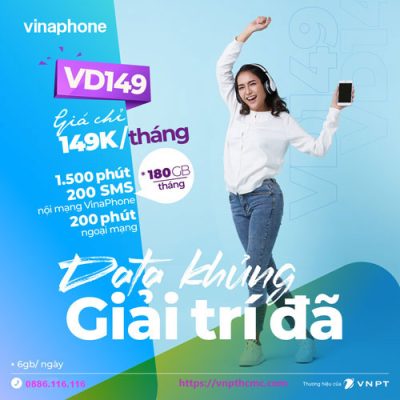 Hòa mạng sim trả sau Vinaphone gói VD149 giá siêu tiết kiệm của VNPT Vinaphone