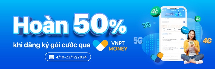 Hoàn 50% qua VNPT Money khi thanh toán gói cước di động