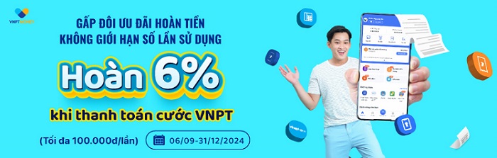 Hoàn 6% thanh toán cước VNPT qua VNPT Money