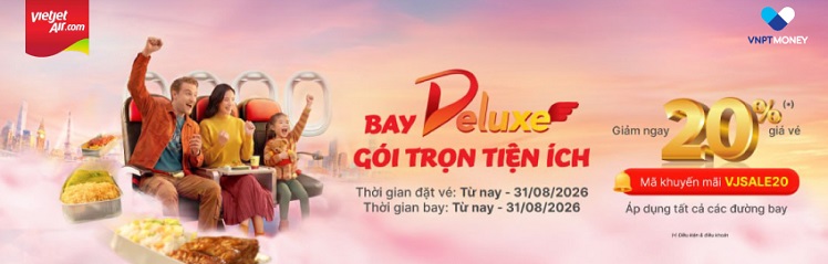 KHUYẾN MÃI 20% VÉ VIETJET