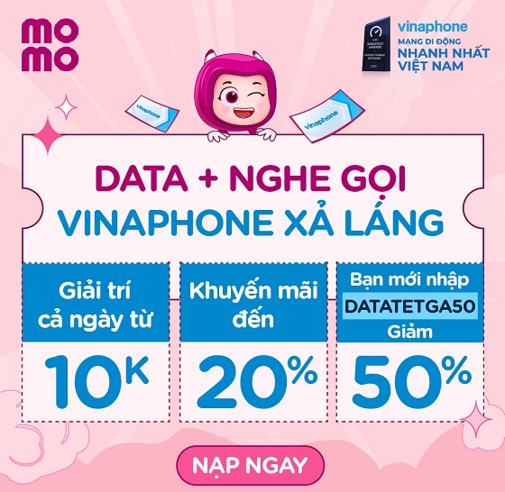 VinaPhone và Momo hợp tác triển khai chương trình tặng Data siêu khủng cho Quý Khách hàng của VinaPhone