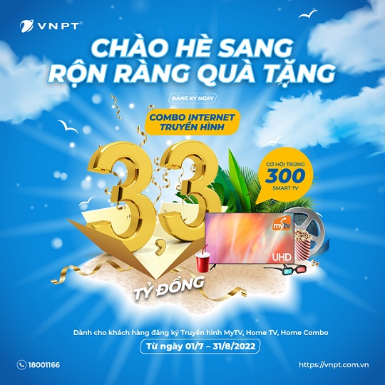 Cơ hội trúng 300 Smart TV khi đăng ký truyền hình MyTV, internet cáp quang VNPT gói HomeCombo