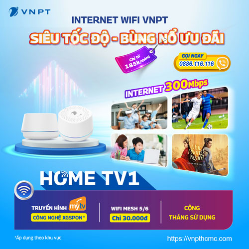 HomeTV 1 VNPT 300 Mbps Giải Pháp Internet Giga & Giải Trí Đỉnh Cao Cho Gia Đình