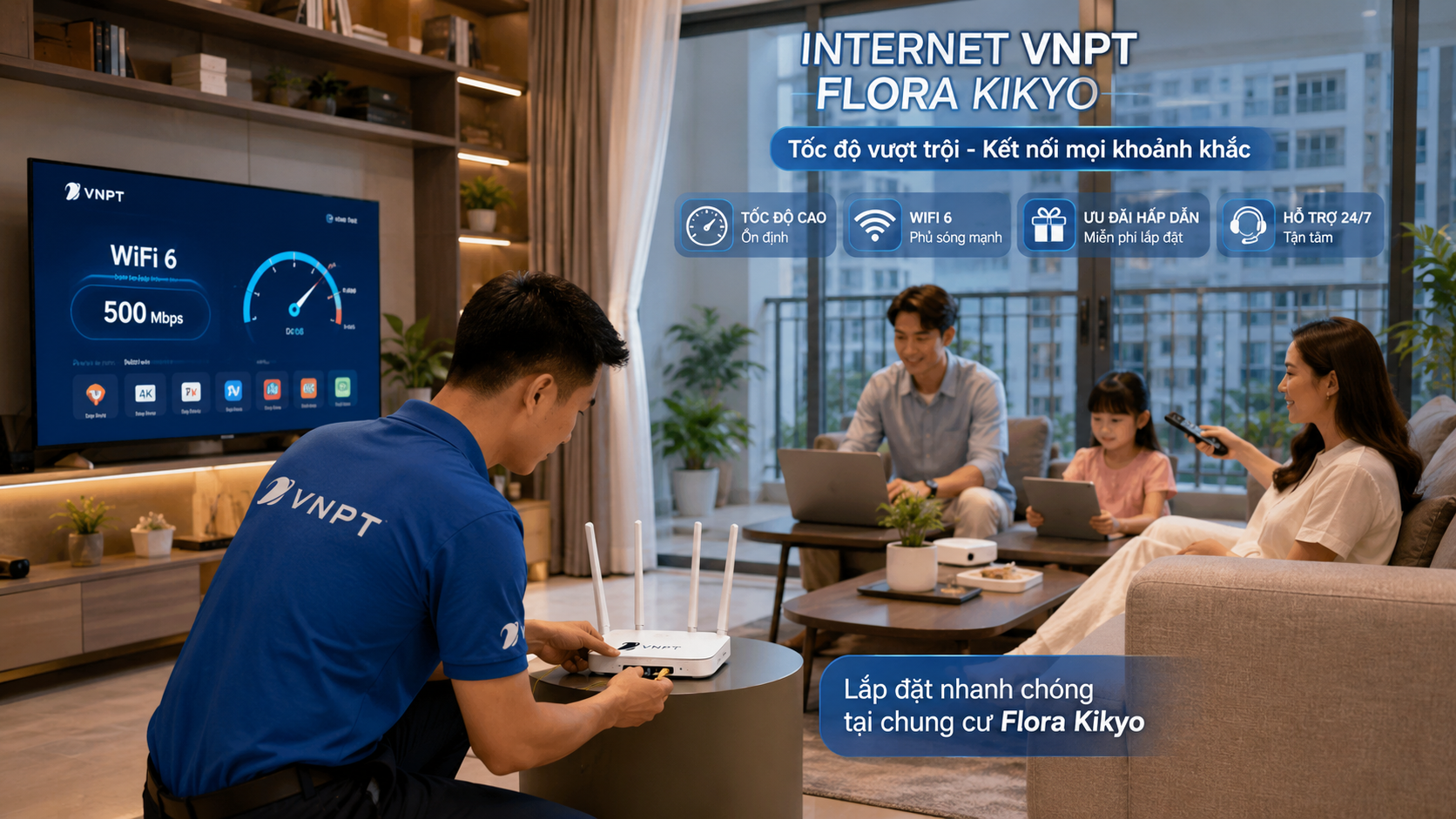Đăng Ký WiFi VNPT Flora Kikyo 2026 – Miễn Phí Lắp Đặt, Tặng WiFi 6
