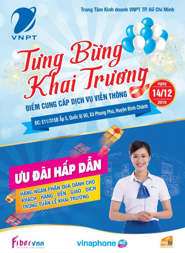 khai trương cửa hàng vnpt quốc lộ 50 xã phong phú bình chánh vào ngày 14/12/2019
