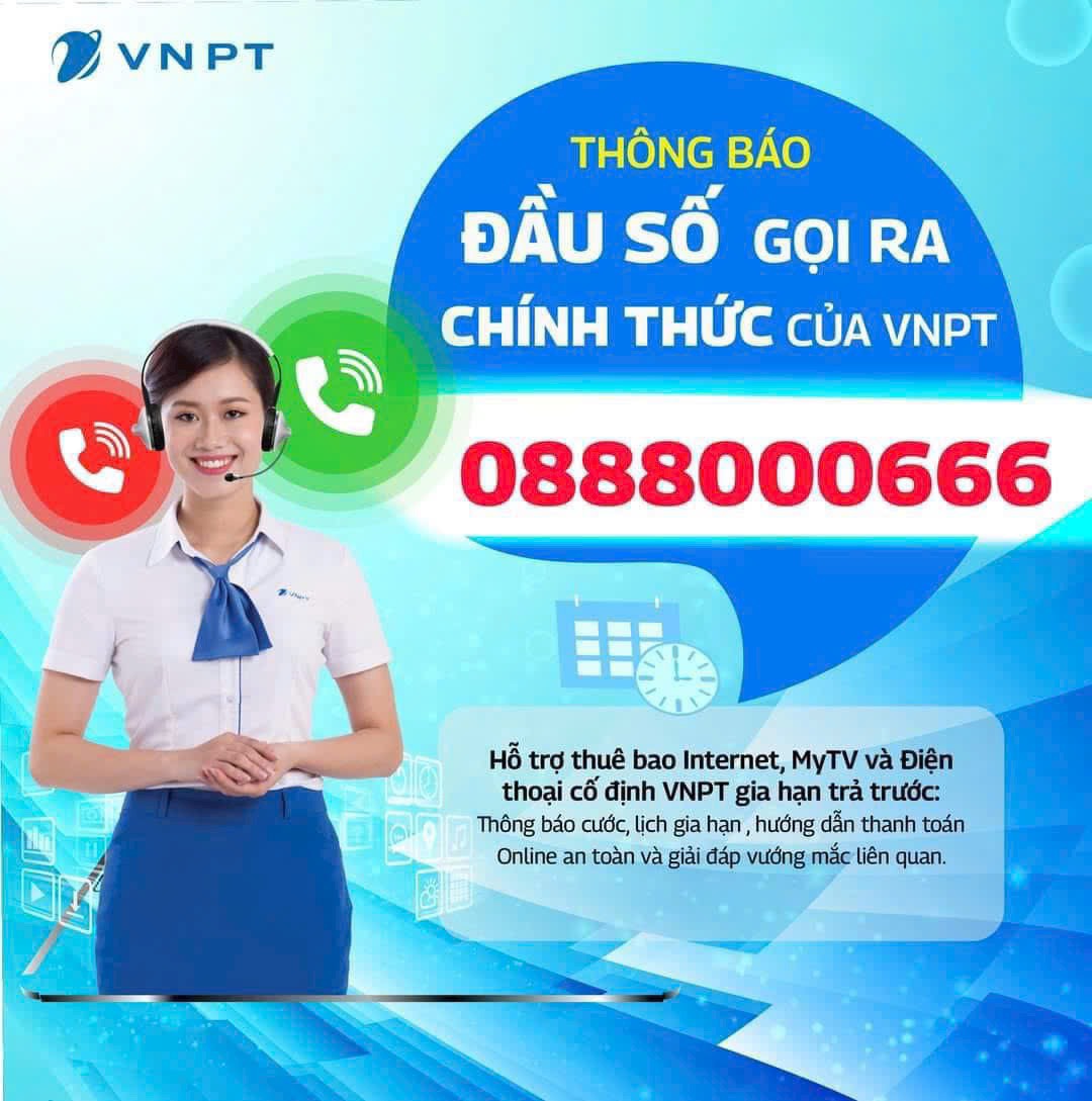 Hướng dẫn khách hàng mở chêm tạm thời và thông báo đầu số gọi ra chính thức của VNPT HCM 0888000666