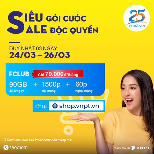 Sim Kèm Gói Cước FClub Vinaphone - Siêu Sale 3Gb/Ngày Chỉ 79000đ
